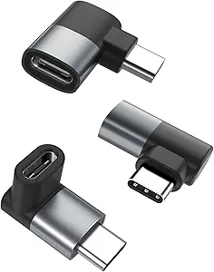 Basesailor 90 Degree USB C Adapter 3Pack,Right Angle USBC Male to Type C Female Extender Connector,USB4 40Gbps 100W Thunderbolt 4 3 Extension Converter for iPhone 17 16 Pro Max,Steam,Switch,MacBook,PC